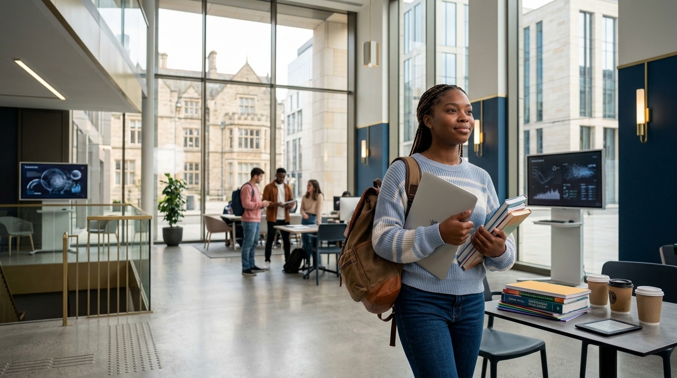 International student thriving in their academic journey