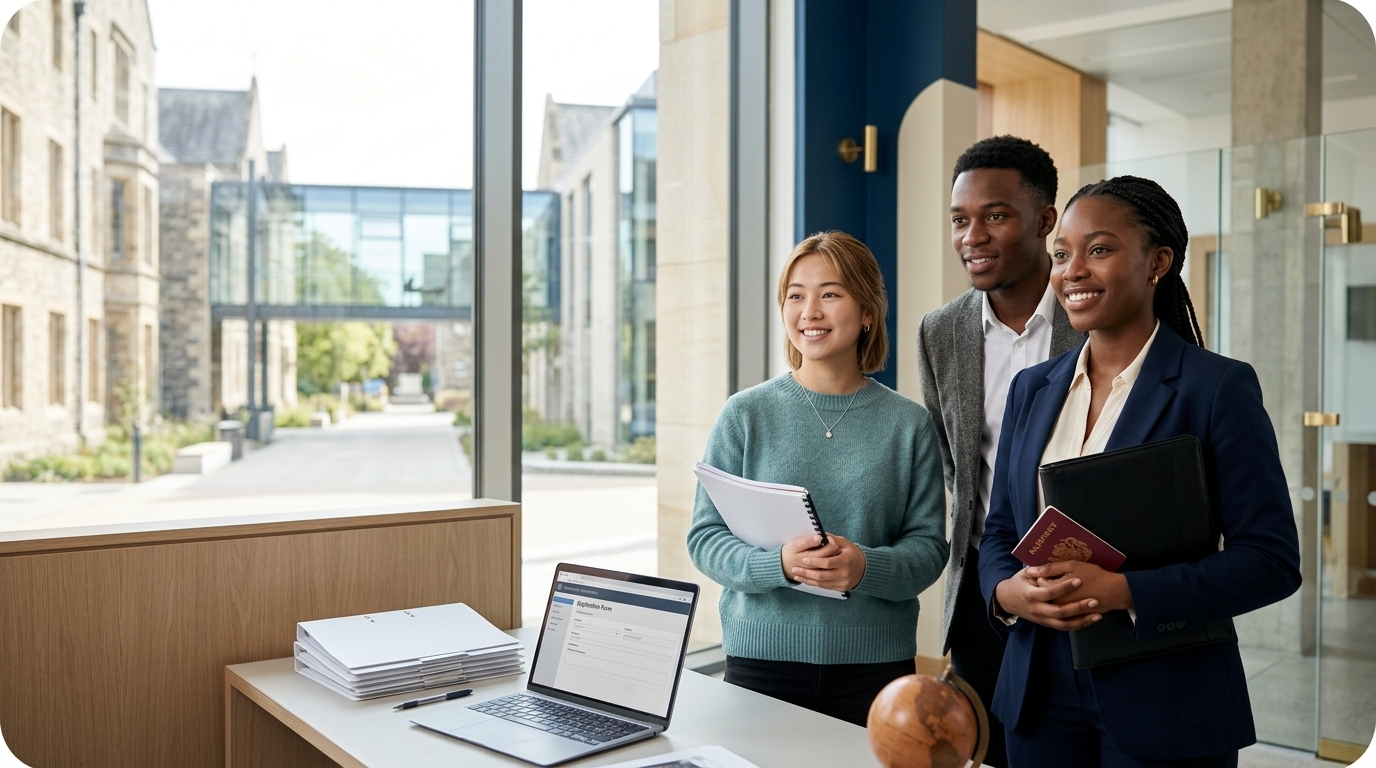 International students preparing university applications
