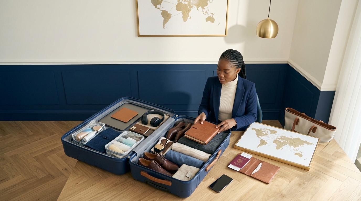 Student preparing luggage and packing for study abroad