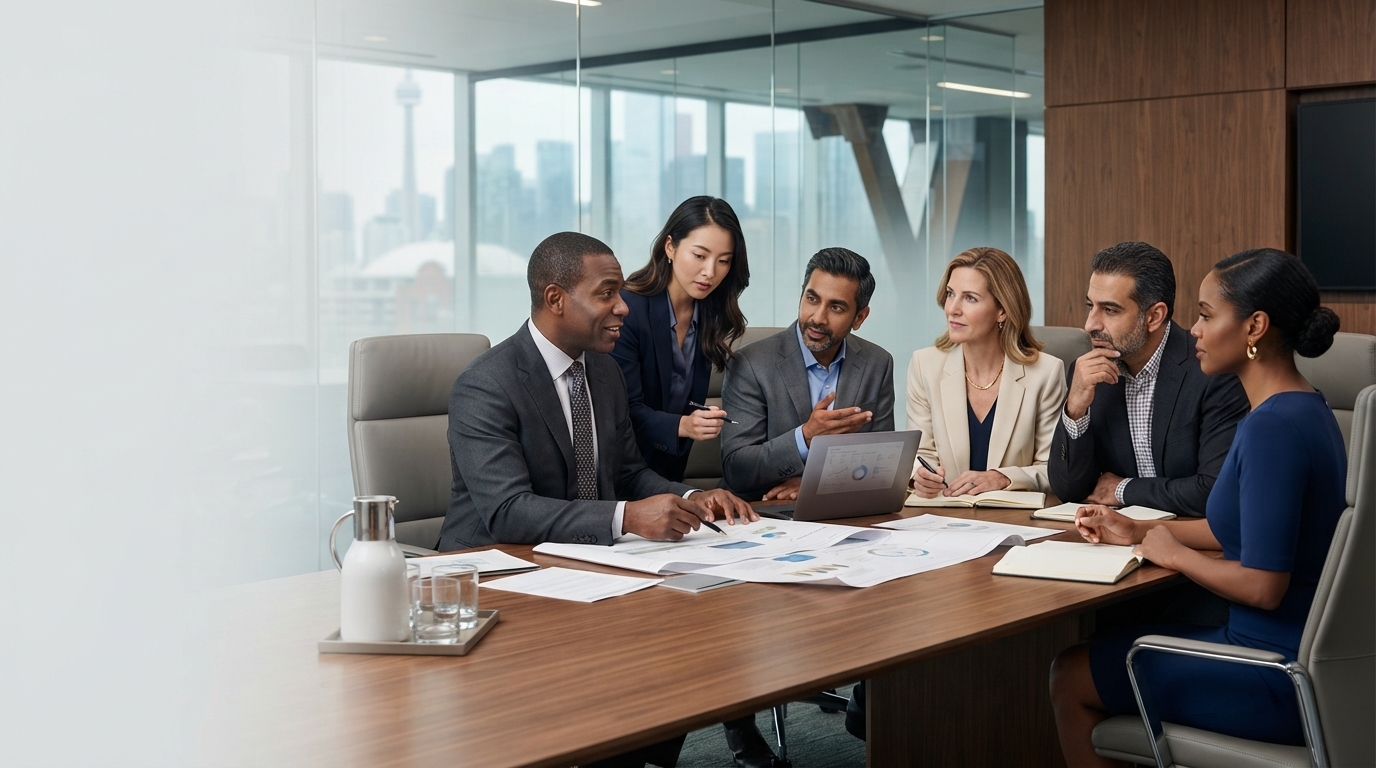 Professionals collaborating on a project