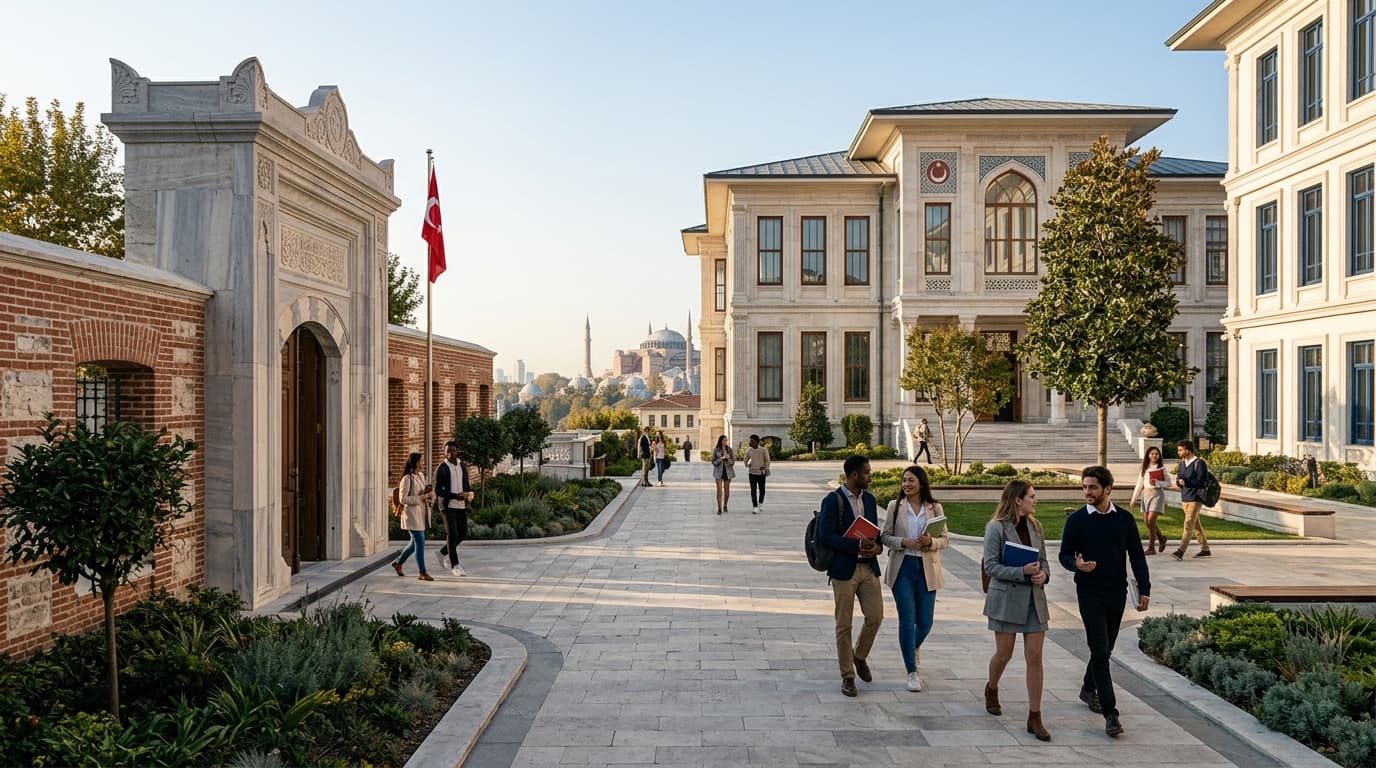 International students at a Turkish university campus