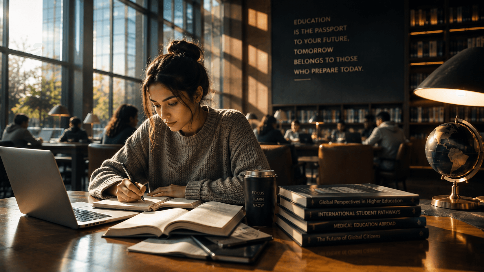 International student studying abroad
